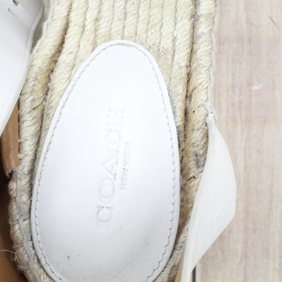 Coach White Leather Ankle Strap Platform Jute Wedge Sandals Size 6.5 B - Picture 11 of 11